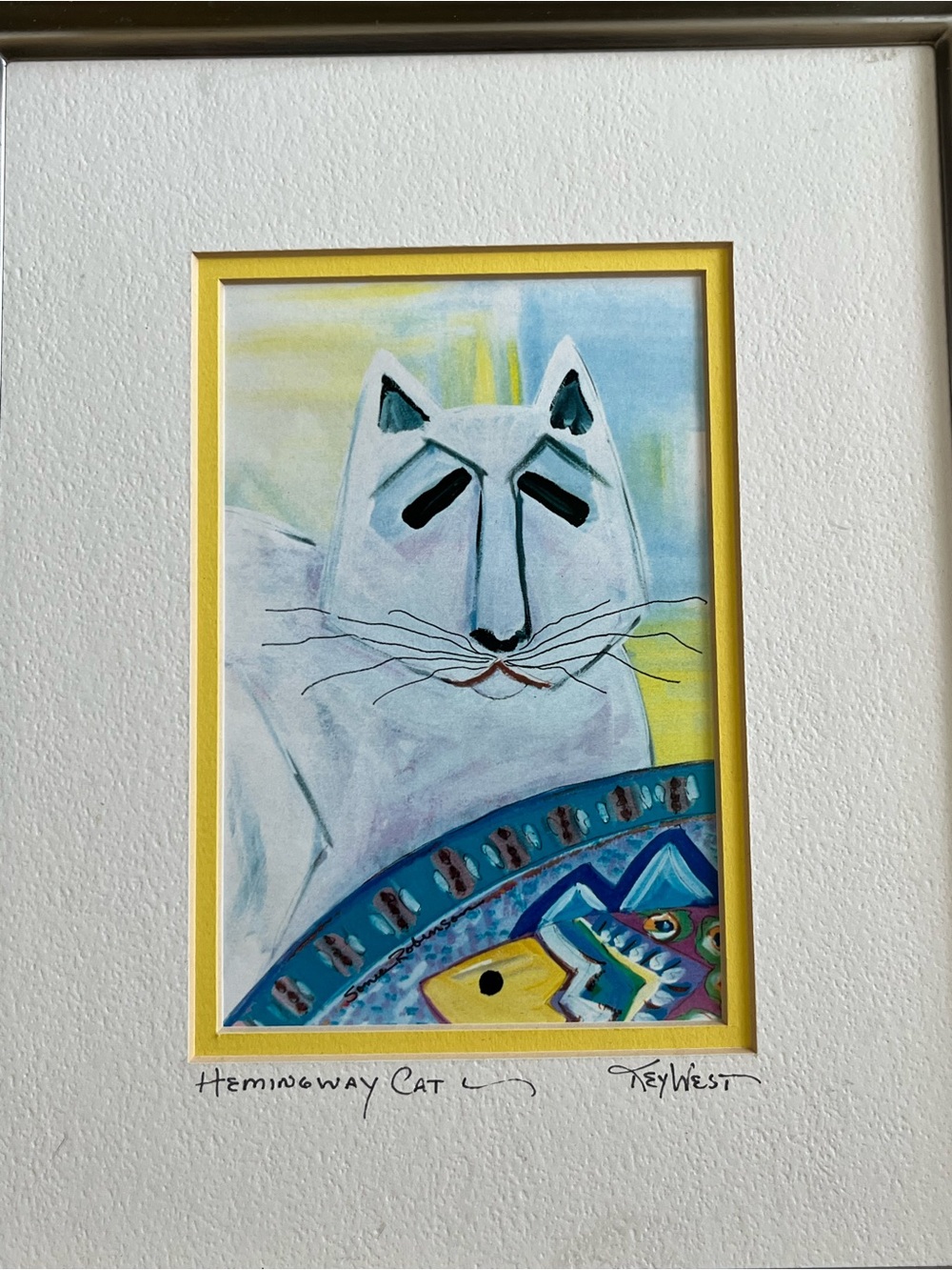 Sonia Robinson Hemingway Cat Signed Framed Art Print NO‎ GLASS NO FRAME